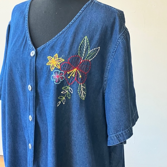 Vintage Chambray embroidered mid length dress - Picture 4 of 9